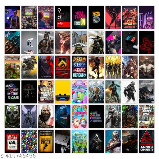 Aesthetic Gaming Poster Collage | Pack of 54 | 4 x 6 Inches