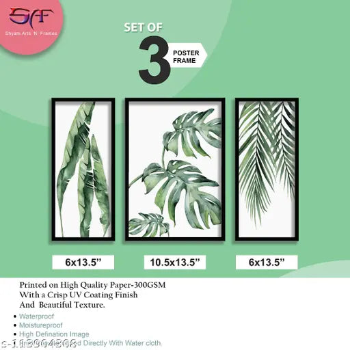 Set of 3 Green Leafy Framed Posters
