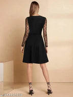 Black Lycra Designer Party Dress