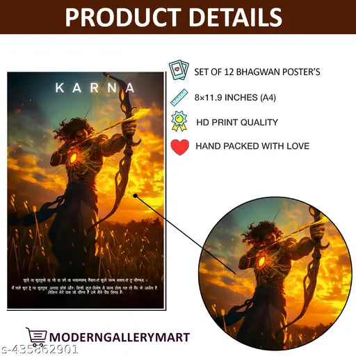 Hindu God Posters | Set Of 12 | A4 Size