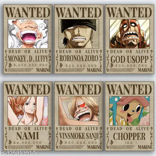 One of Piece Anime Wanted Posters Pack of 10 A4 Size