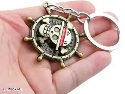One of Piece Anime Ship Wheel Spinning Keychain
