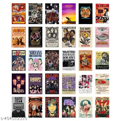 Rock Band Art Posters 10 x 15 cm | Set of 30