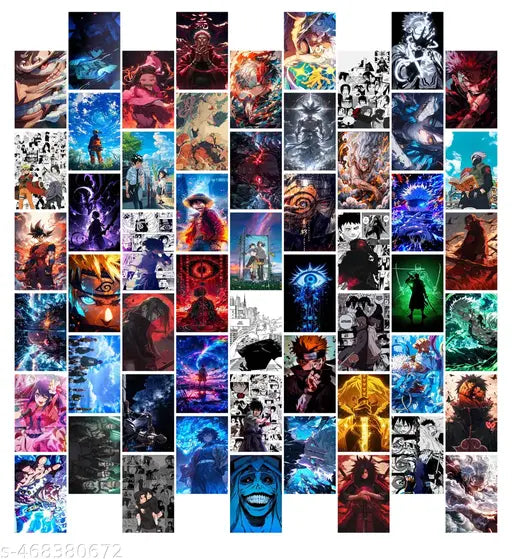 Mega Anime Collage Posters Collection Set of 54 | 4x6 inch