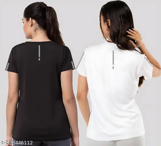 Black White Women's Active wear T-shirt Combo (Multi Variant)