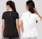 Basic Quality Black White Women's Active wear T-shirt Combo (Multi Variant)