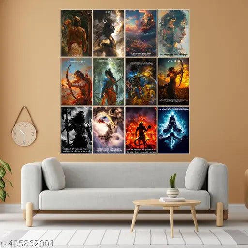 Hindu God Posters | Set Of 12 | A4 Size