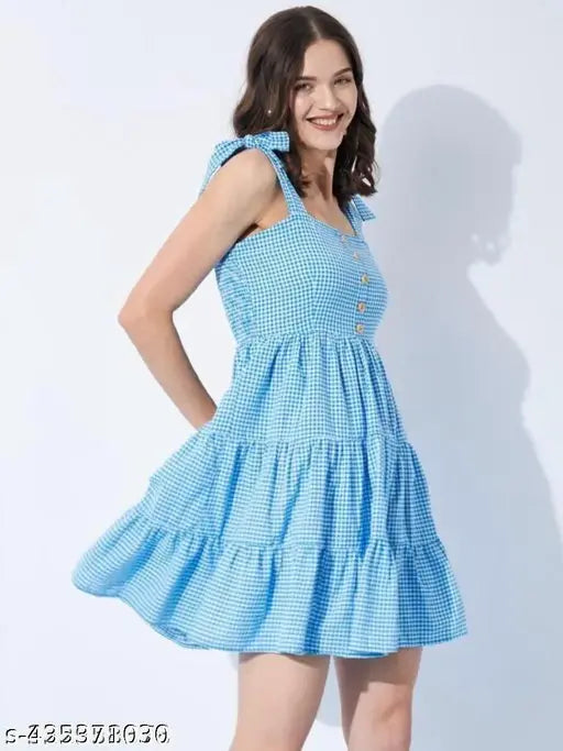 Sleeveless Checked Beach Dress