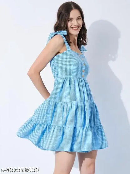 Sleeveless Checked Beach Dress
