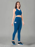 Women's Solid Top & Bottom Gym Set (Multi Variant)