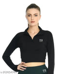 Women's Full Sleeve Collar Crop Top