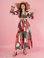 Trendy V Neck Fit and Flare Waist Cutout Dress