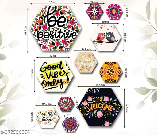Motivational Hexagon Shaped Decor Plates | Set of 11