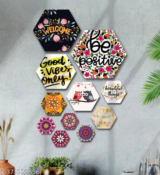 Motivational Hexagon Shaped Decor Plates | Set of 11