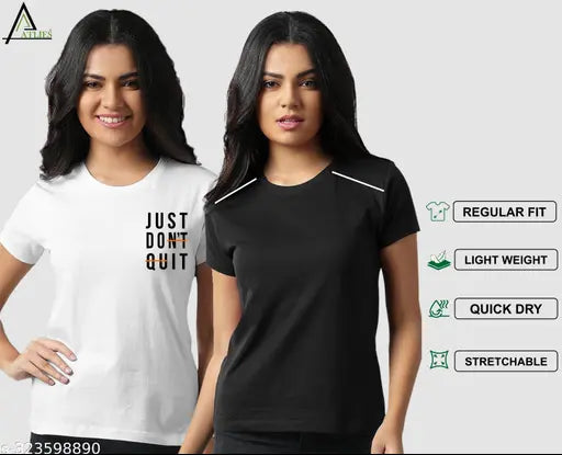 Basic Quality Black White Women's Active wear T-shirt Combo (Multi Variant)